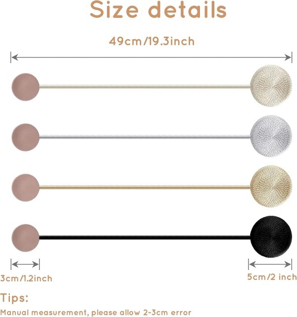 bulk purchase magnetic curtain tiebacks, brown curtain holders for drapes, stronge magnet drapery curtain ties set of 2, boho rope curtain holdbacks factory discount
