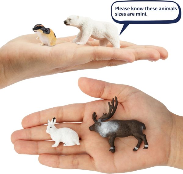 dropship from factory toymany 14pcs mini arctic animals figurines set, polar animals toys with polar bear, caribou, penguin, walrus, wolf figurines cake toppers birthday easter gifts for preschool kids mass production supply