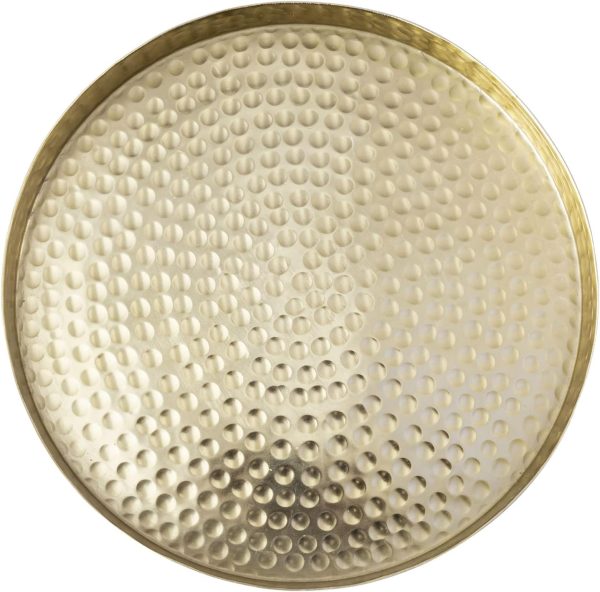 wholesale direct mygift 11 inch deluxe hammered brass round decorative tray - aluminum plated serving display platter, centerpieces and vanity tray - handcrafted in india bulk purchase at factory prices