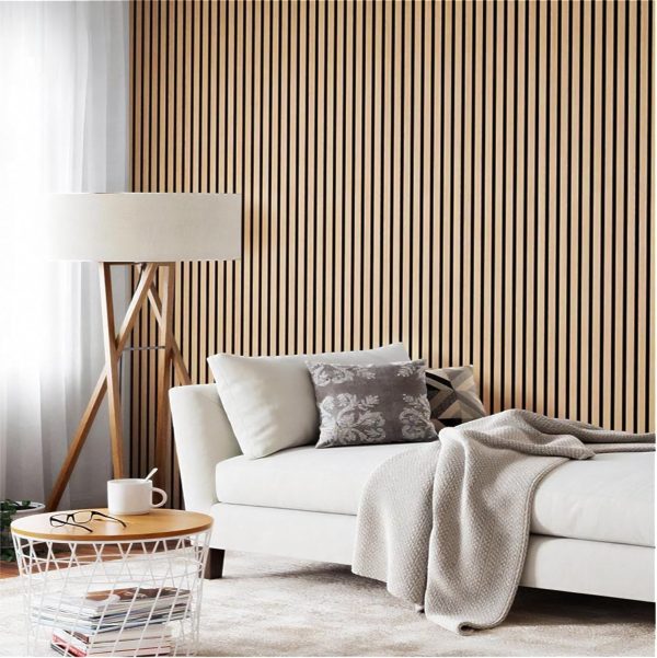 bulk purchase wood panels for wall - oak acoustic wall panels - 4pk wall wood panels - 94.49” x 12 - soundproof wood wall panels for decor - acoustic slat wood wall panels for interior decoration of walls (oak) trade price