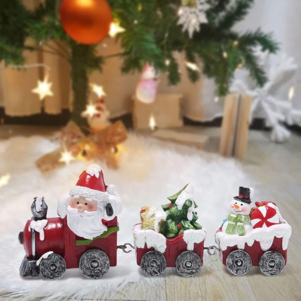 dropship from factory hodao christmas decorations indoor home decor christmas small train figurines winter for table top centerpiece fireplace decor cute christmas train decoration gift (red train) mass production supply