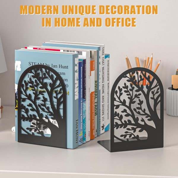 supplier direct vfine bookends for shelves decorative 1 pair, tree metal bookends, book holder for shelf, unique black book stoppers for shelves, home decorative book ends wholesale prices