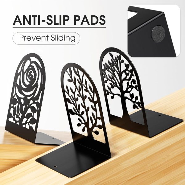 supplier direct maxgear decorative book ends, heavy duty bookends for shelves, metal bookends for heavy books, book shelf holder office bookends black 3pair, books supports, non-skid book stoppers 6.89x4.89x3.54 inch wholesale prices