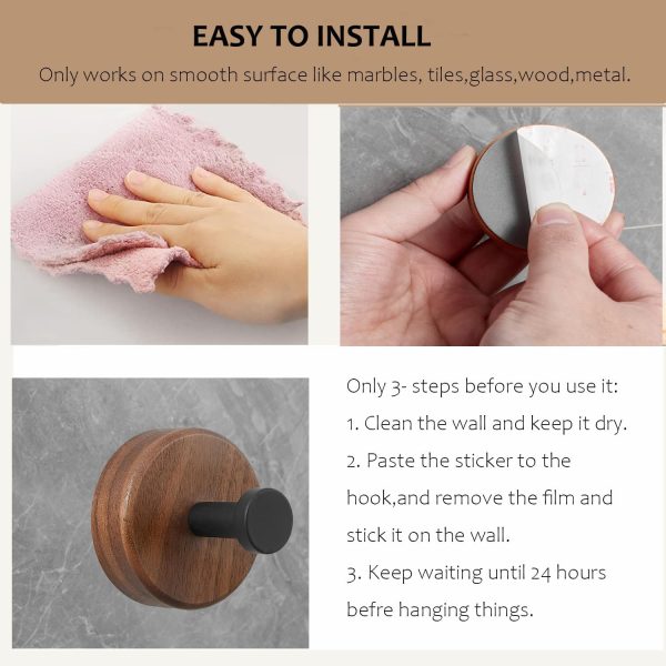 competitive pricing adhesive wooden wall hooks for hanging,3-pack modern coat hooks,farmhouse natural dark walnut wood hooks for hanging hats towels robe clothes keys bags... one-stop wholesale