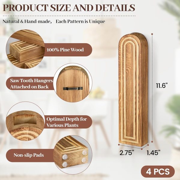 bulk purchase 4pack wall decor wood wall planters for indoor plants, wood wall decor for bathroom, living room, bedroom, modern farmhouse wall decor wood vase for decor dried flowers and faux greenery(rustic brown) trade price