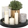 wholesale direct hgf decorative tray for coffee table, 12 inch metal iron round serving trays for kitchen counter organizer dining table centerpiece for display candle vase, black round tray for bathroom decor bulk purchase at factory prices
