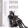 supplier direct ambipolar romantic reading couple bookshelf decor, cast iron bookend, aesthetic room decor, office desk decor, home decorative bookend for heavy books, satin black wholesale prices