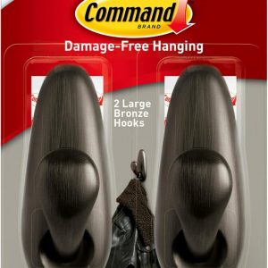 competitive pricing command 5 lb large oil rubbed bronze metal hooks, 2 hooks and 4 command strips, damage free coat hooks with adhesive strips, forever classic hooks for christmas decorations one-stop wholesale