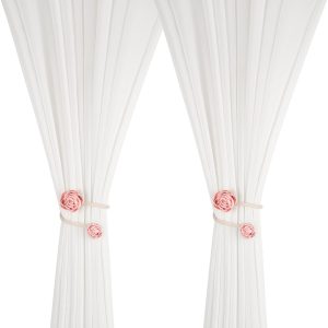 bulk purchase suq i ome 2 pieces of handmade artificial flower curtain holdbacks clips window drape twist tie backs for women, girls bedroom decorative draperies holdbacks (pink) factory discount