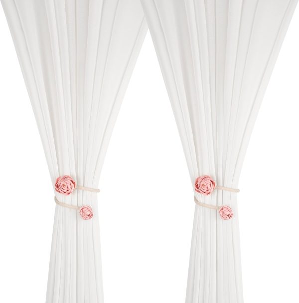 bulk purchase suq i ome 2 pieces of handmade artificial flower curtain holdbacks clips window drape twist tie backs for women, girls bedroom decorative draperies holdbacks (pink) factory discount