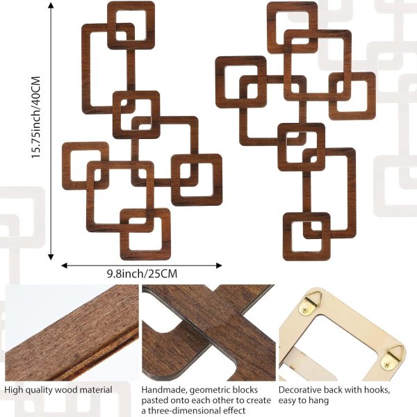 bulk purchase croblissful 2 pcs wooden mid century modern wall decor 3d mid century modern elegance wall accents vintage abstract geometric panels wall art for home room(classic style,brown) trade price