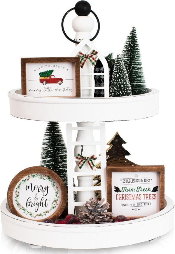 wholesale direct the ultimate farmhouse christmas tiered tray decor set - beautiful year round seasonal & halloween holiday decoration bundle - the perfect fall centerpiece design for home & kitchen decor bulk purchase at factory prices