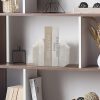 supplier direct heavy duty book ends for shelves, decorative book stopper for shelves, resin decor bookends for heavy books, modern home decor aesthetic book ends aesthetically pleasing layered arch design, set of 2 wholesale prices