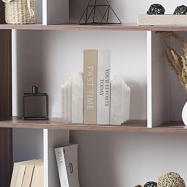 supplier direct heavy duty book ends for shelves, decorative book stopper for shelves, resin decor bookends for heavy books, modern home decor aesthetic book ends aesthetically pleasing layered arch design, set of 2 wholesale prices