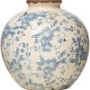 oem/odm services creative co-op df2720 8" h terracotta floral transferware pattern & crackle finish vase, blue affordable bulk deals