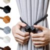 bulk purchase magnetic curtain tiebacks- upgrade 2022 with a thicker twist rope & strong magnet tieback window treatment holdbacks draperies holders decorative drape handmade tie back (black, 2) factory discount