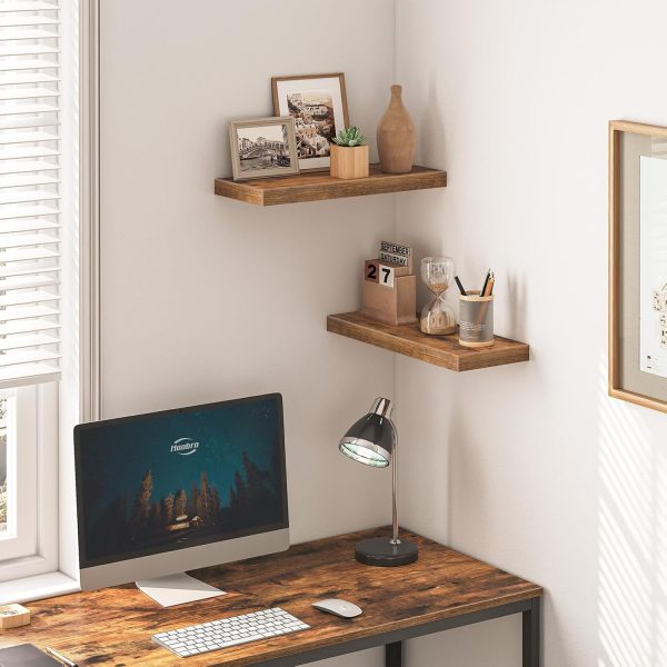 bulk purchase hoobro floating shelves, wall shelf set of 2, 15.7 inch hanging shelf with invisible brackets, for wall decor in bathroom, bedroom, toilet, kitchen, living room, office, rustic brown bf40bj01 trade price