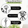 factory direct hotop 3 pieces metal flower wall decor metal vase wall art metal wall sculptures hanging flower in vase hanging iron wall decor for living room kitchen(black) volume discount