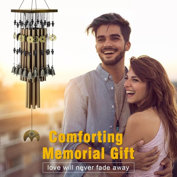 producer to buyer wind chimes for outside, 30"memorial wind chimes with 24 copper tubes and 16 copper bell for garden,patio,window wind chime hanging decoration,bronze memorial sympathy wind chimes gifts for mom discounted pricing