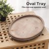 wholesale direct decorative tray, oval wooden tray for coffee table decor kitchen dinning table entryway, small beaded tray for holidays, wood tray distressed brown bulk purchase at factory prices