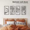 factory direct bakovity black metal wall decor, abstract woman wall art, minimalist line wall decor, modern aesthetic metal wall art for bedroom bathroom living room (4 pcs, 17 x 9 in) volume discount