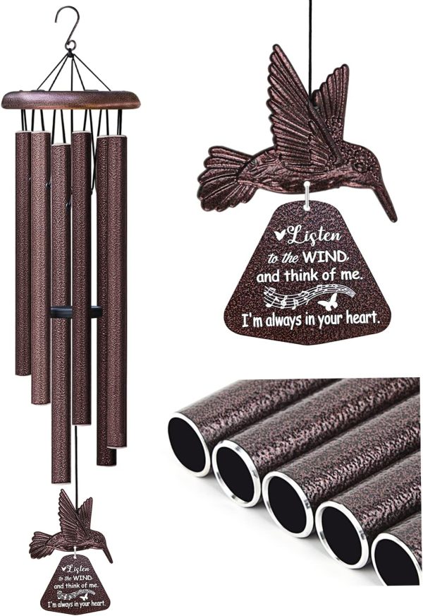 producer to buyer sympathy wind chimes with hummingbird wind spinner, memorial wind chimes for loss of loved one prime, bereavement/sympathy/memorial gift for loss of mother father husband condolence remembrance discounted pricing