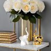 dropship from factory home decor elephant statues,1 pair, small decorative accents for shelves, livingroom and bedroom, gold and white mass production supply