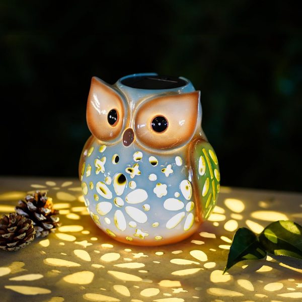 dropship from factory mininova garden statues owl solar lantern hollow out waterproof resin outdoor ornaments decorative lights for outside patio porch yard gifts mass production supply