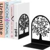 supplier direct umikk book ends, metal bookend, tree of life bookend for shelves, home decorative bookends for heavy books, black non-skid book stopper, 7 x 5.5 x 3.5 inch (1 pair) wholesale prices