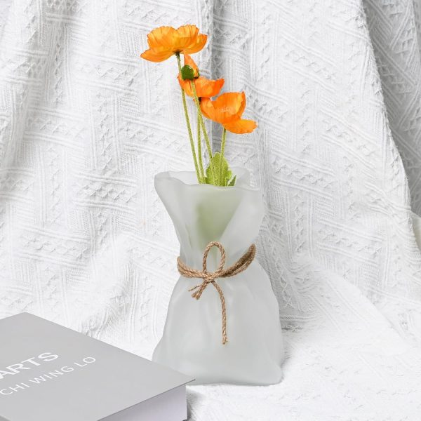oem/odm services kaitnax glass vase irregular shaped flower vase art decorative flower vase for wedding, dinning, bookshelf, home decoration or gift white affordable bulk deals