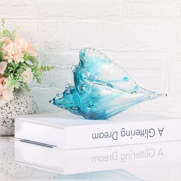dropship from factory blown glass conch statues, modern glass art, conch decorative statues, sea shell statues for dining tables, entryways, coffee tables, living rooms, kitchens, shelf fillers mass production supply