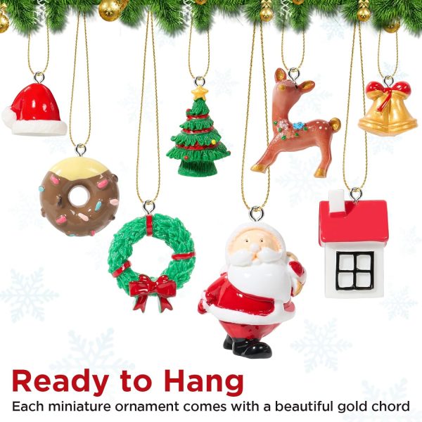 dropship from factory mini christmas ornaments, sooez set of 24 cute miniature resin christmas tree ornament figures advent calendar fillers, durable & well-crafted 3-d figurines with gold loops for easy hanging mass production supply