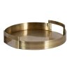 wholesale direct kate and laurel myo transitional metal round tray, 15 x 15, brass, modern glam circular decorative serving tray with handles for storage, display, and decor bulk purchase at factory prices