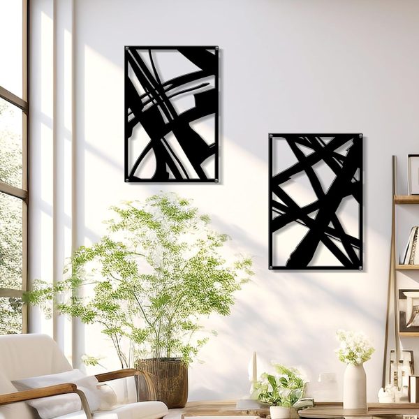 factory direct zzbakress 4 pieces abstract metal wall art, minimalist art decoration, paintings wall decor, 3d structure sculptures decor for living room bedroom bathroom office (black style 1) volume discount