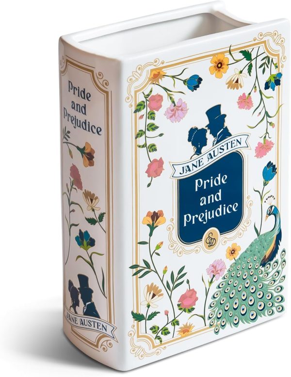 oem/odm services h&h pride and prejudice book vase for flowers - large ceramic book planter pot - jane austen bookish decor - top #1 pride and prejudice gifts and book vases - bookshelf vase for flowers - 2024 edition affordable bulk deals