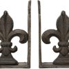 supplier direct creative co-op decorative metal fleur de lis bookends, brown, set of 2 wholesale prices