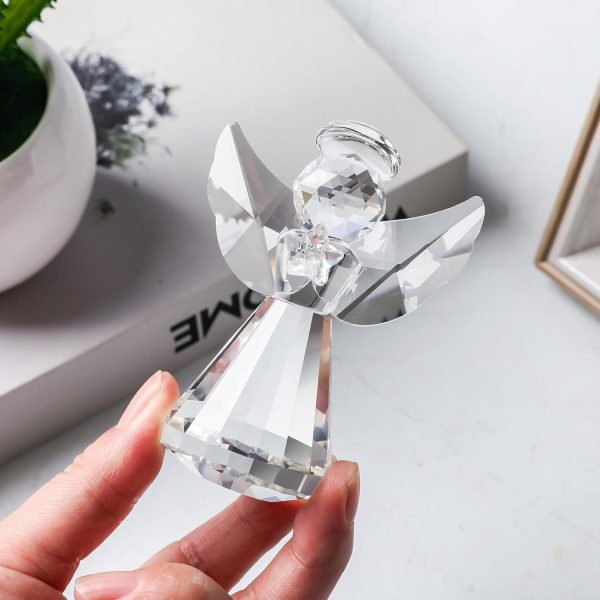 dropship from factory longwin crystal angel figurine christmas decorative clear glass home decor ornaments collecible gift idea mass production supply