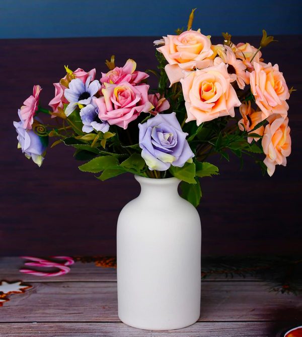 oem/odm services ceramic white small vase, dry flower vases minimalism style for modern table shelf home decor, fit for fireplace bedroom kitchen living room centerpieces office desk gift (white, small) affordable bulk deals