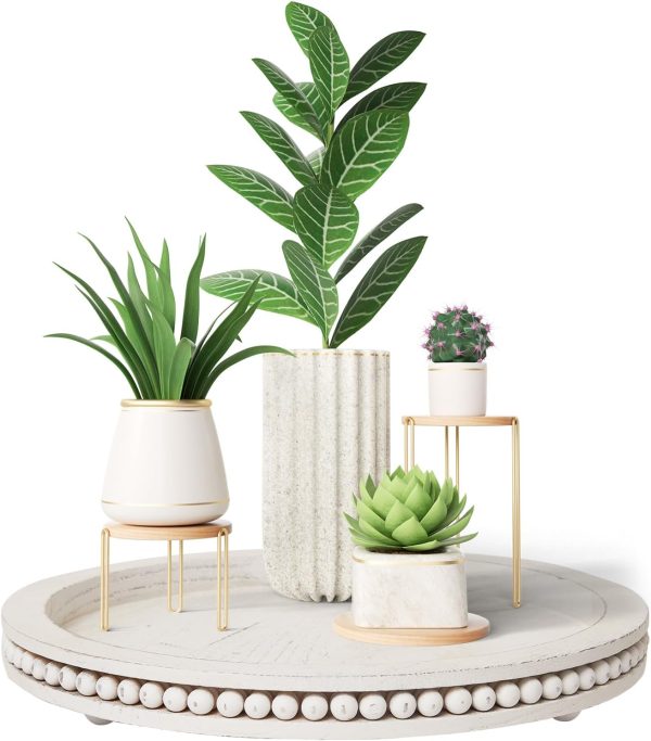 wholesale direct tray decor table trays decorative - 12" beaded round trays home decor rustic farmhouse table decor coffee table centerpiece white wood tray decorations for table living room kitchen bedroom bulk purchase at factory prices