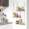 bulk purchase fixwal hanging shelves for wall, 3 tier boho wall decor plant rack floating shelves rope rustic wood organizer storage hanger for aesthetic home bedroom kitchen bathroom- rustic brown trade price