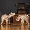 dropship from factory elephant statue for home decorations,elephant figurines with trunk up,elephant decor for shelf shelves table living room nightstand,african elephants gifts for women small set of 2 gold color accents mass production supply