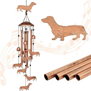 producer to buyer dachshund dog wind chimes for outside,metal windchimes,dachshund dog gifts for women/men,wind chime garden decor outdoor,memorial/housewarming/birthday/festival gifts,front yard decor discounted pricing