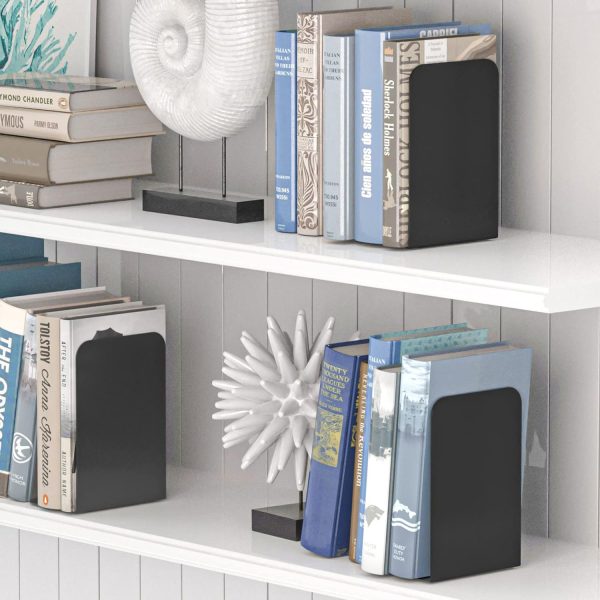 supplier direct vfine bookends 1 pair, bookends for shelves, metal black book ends for shelves, book ends for heavy books, book shelf holder for home office wholesale prices