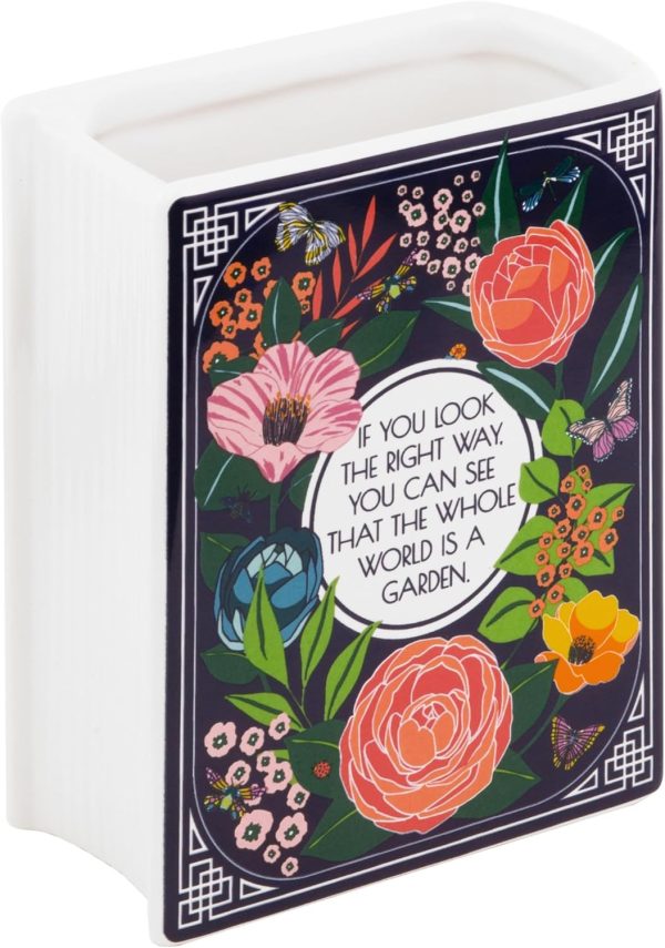 oem/odm services steel mill & co original book-shaped decorative vase, ceramic vases for home decor, cute bookshelf decor, unique vase for book lovers (small - secret garden) affordable bulk deals
