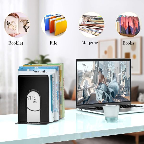 supplier direct optomni bookends, book end supports heavy duty metal bookend support, book ends supports for shelves decor home office school (2 pairs/4 pieces, black) wholesale prices