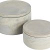 wholesale direct bloomingville a75500081 set of 2 grey round decorative cement lids boxes bulk purchase at factory prices
