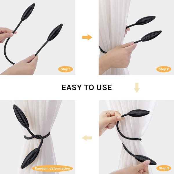bulk purchase niceec 4 pack diy curtain tiebacks clips crystal decorative creative twist drape tie backs european style random modelling curtain holdbacks for home kitchen office window drapery (black) factory discount