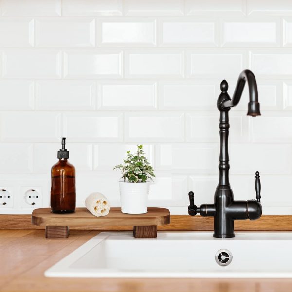 wholesale direct farmhouse wood tray rustic wooden pedestal 12 * 5.5 * 2 inches decorative wood riser for farmhouse kitchen counter bathroom room decor (brown) bulk purchase at factory prices