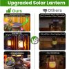 custom wholesale kooper solar lantern outdoor lights, vintage flickering flame solar lanterns lights outdoor waterproof, hanging outdoor solar lanterns lights, rechargeable lantern for camping christmas decor 2 pack oem/odm services