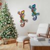 factory direct hongland metal gecko wall art 2 pack 15 inch lizard outdoor decor hanging glass sculpture decoration for garden fence home volume discount